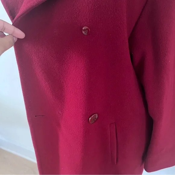 1 Madison Burgundy Wool/Cashmere Blend Double Breasted Collared Coat |Size 14| - Picture 10 of 10